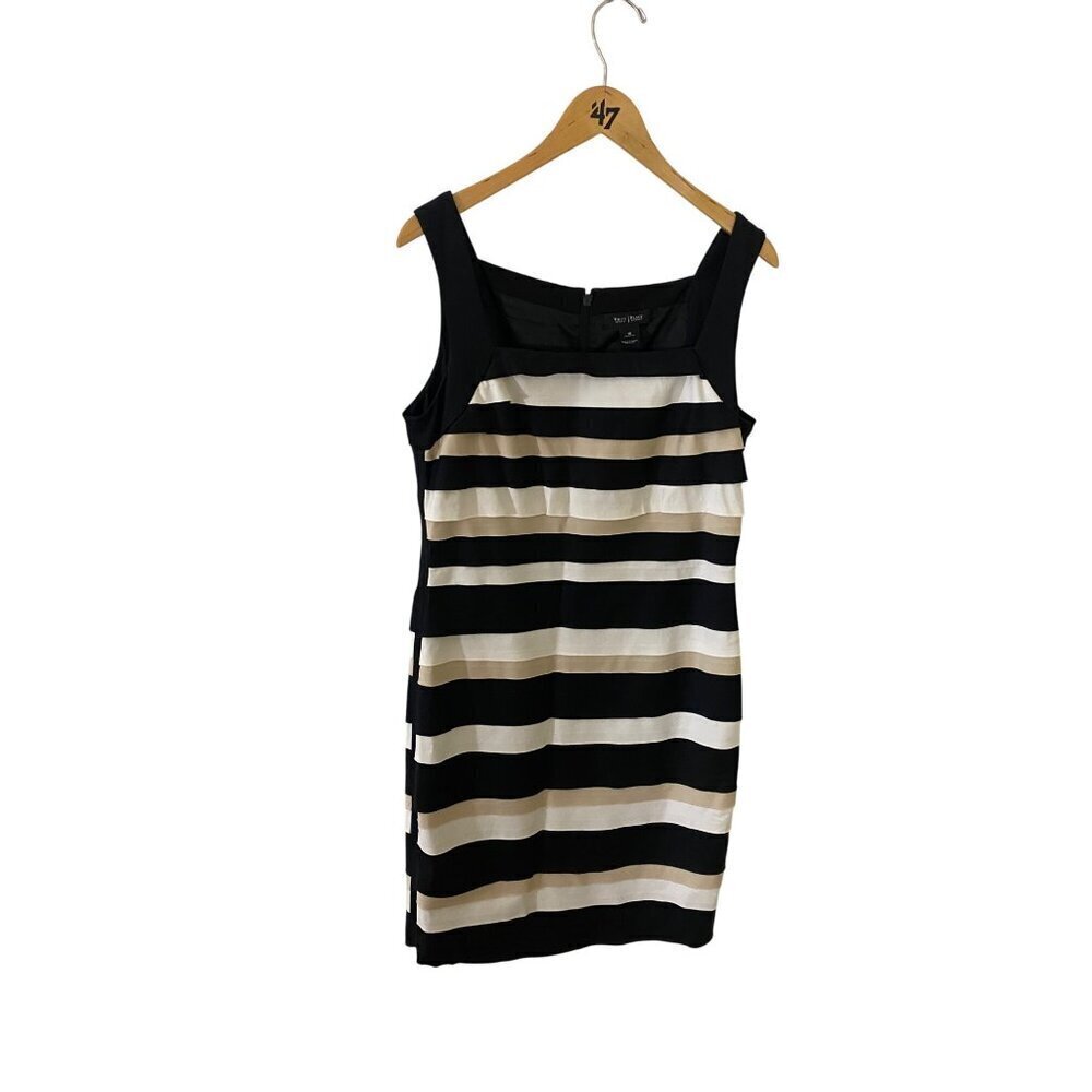 White House Black Market Women's Black And White Tierred Cocktail Dress - 10